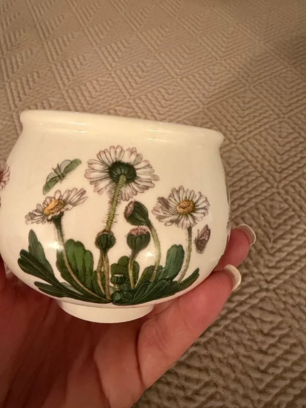 Portmeirion Botanic Garden Round Ceramic Lid Covered Sugar Bowl Dining Vintage